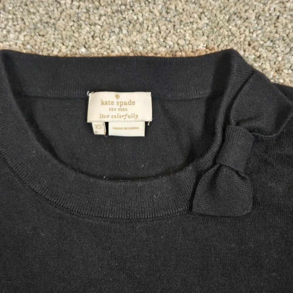 Kate Spade 3/4 Sleeve Woman's XS Black Sweater With Bow‎